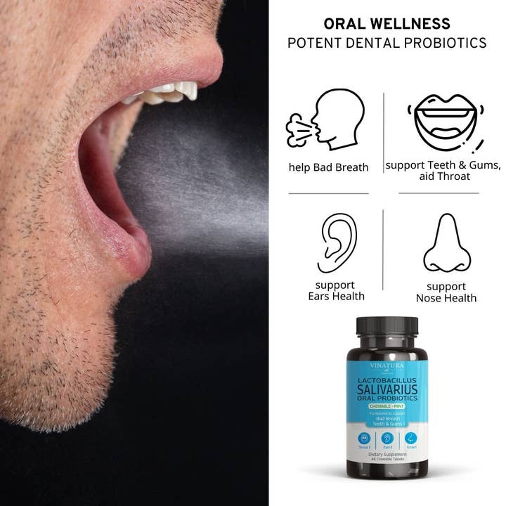 VINATURA SUPPLEMENTS - Wholesale Oral Supplement/Vitamin - Lactobacillus Salivarius, Oral Probiotics, Chewable Mint3