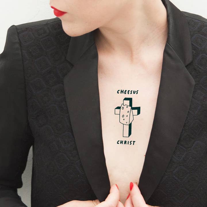 CHEESUS CHRIST Tattoo (Pack of 2) for wholesale by Tattoonie