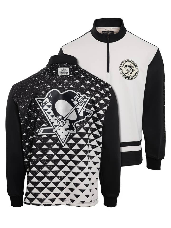 White Black Pittsburgh Penguins Bonded Fleece Quarter Zip for wholesale on Faire