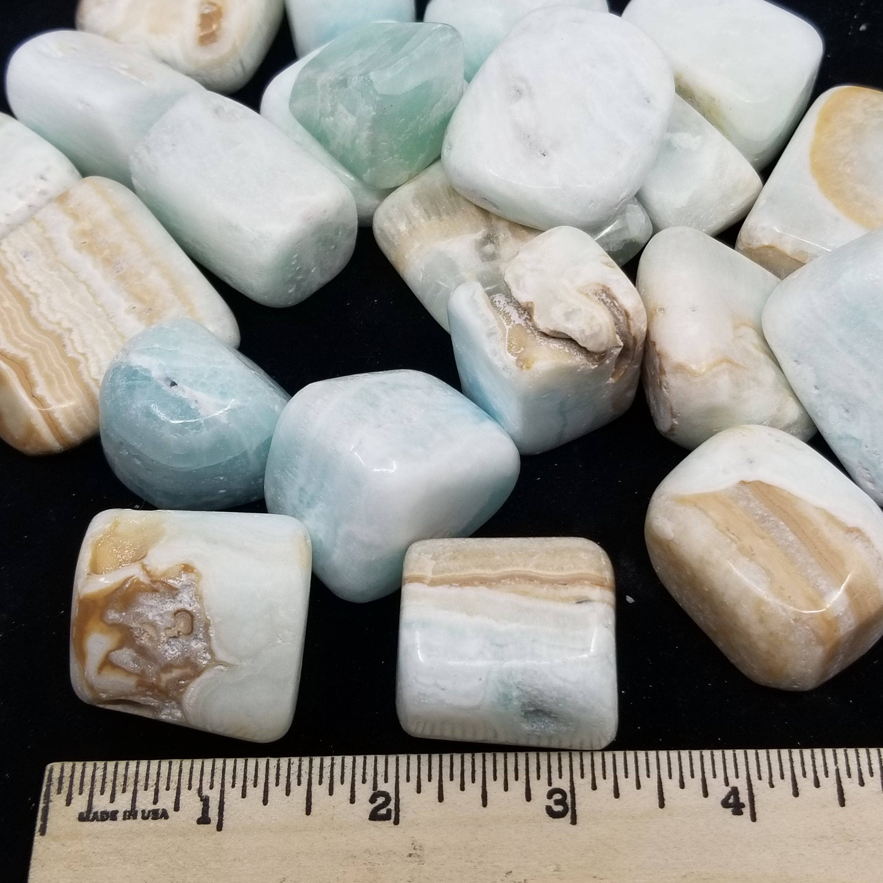 Blue Caribbean Calcite Tumbled Stone - 1 KG for wholesale on Faire3