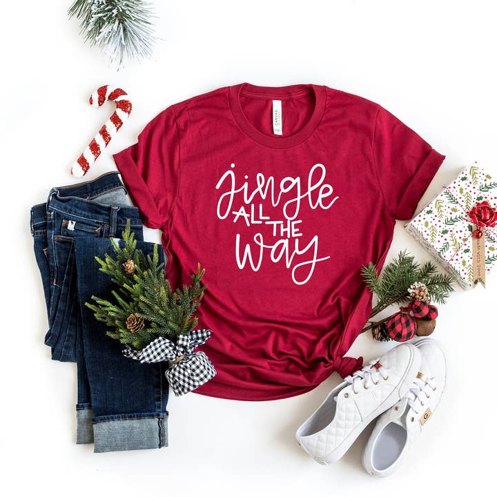 Jingle all the Way | Jolie chemise de Noël d'hiver pour la vente par Amy Anne Apparel Inc