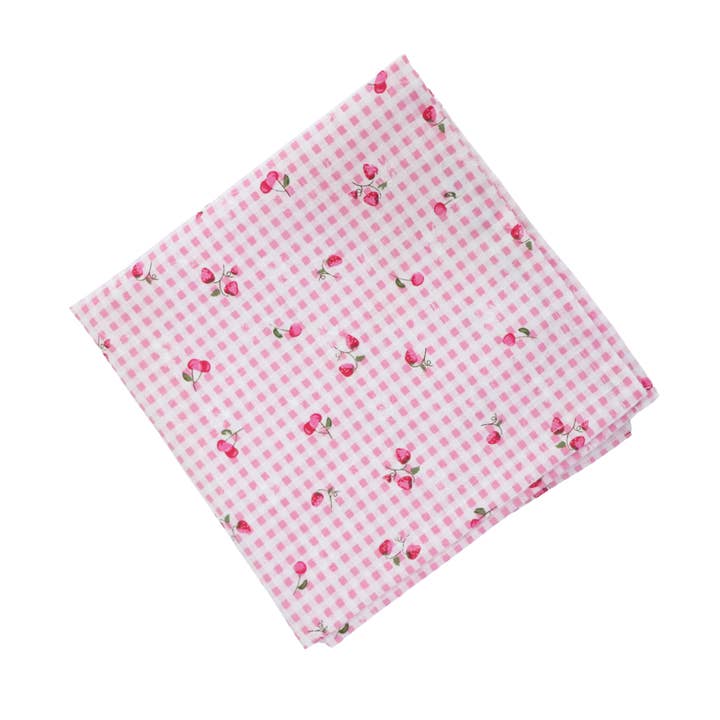 Pretty Homestyle - Wholesale Dinner & cloth napkin - Cherry Gingham pink Cotton Napkin