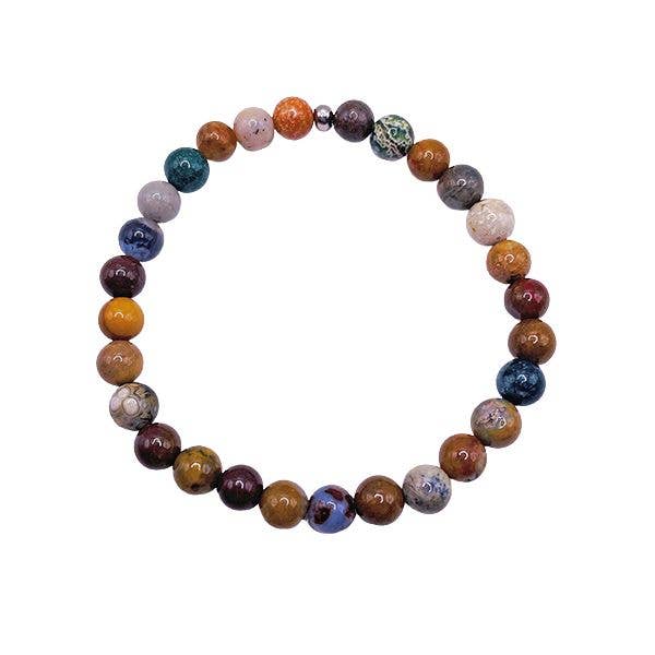 Renewal & Joy - Bracelet en perles Warm Ocean Jasper 8 mm pour la vente par Featherly
