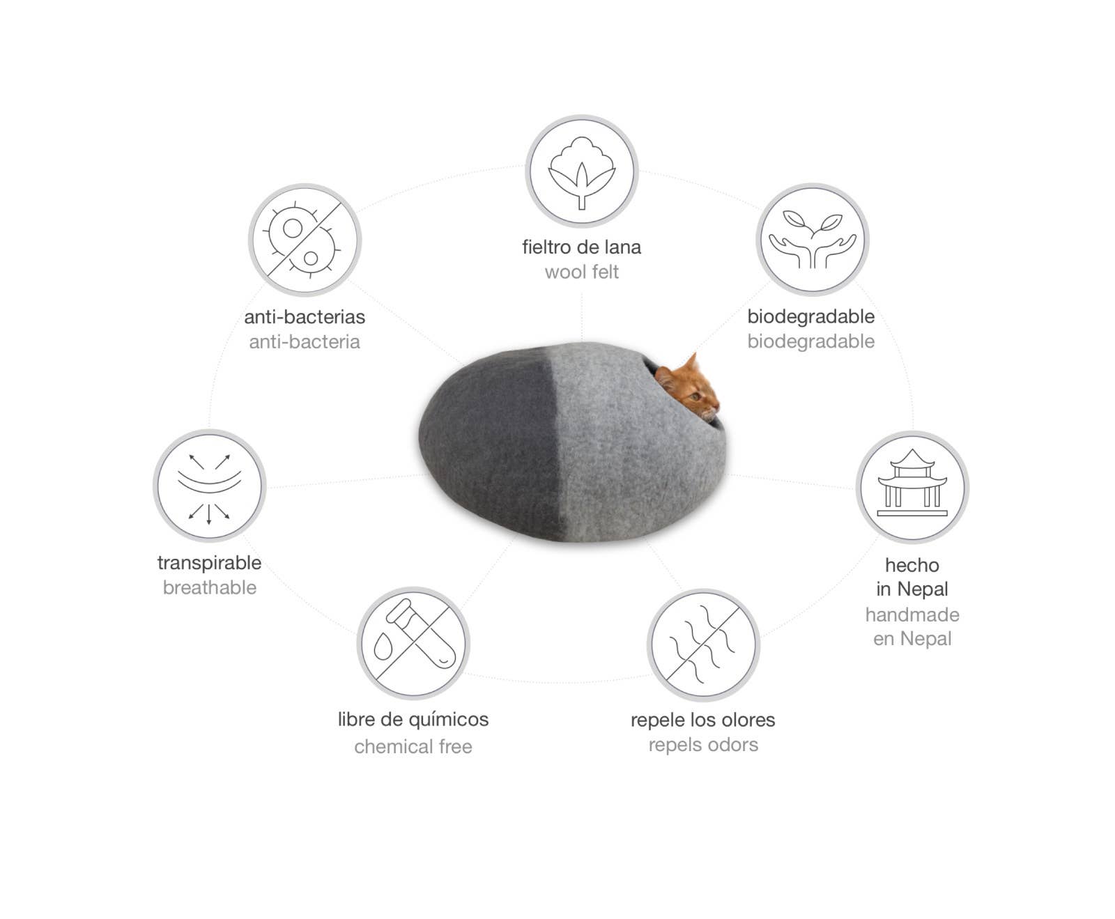 Mishum – wholesale Pet cave – Cat/dog – Cat Cave Black/Grey Tones - Limited Edition4