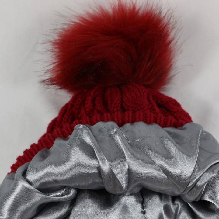 MKS America - Wholesale Beanie - Women's - Twist satin-lined removable pom-pom beanie5