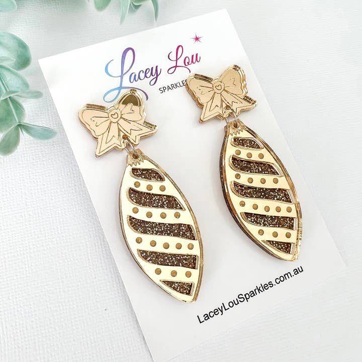 Gold Long Christmas Bauble Earrings for wholesale by Lacey Lou Sparkles