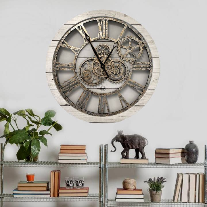 The Gears Clock - Wholesale Wall Clock - AMERICA LINE WALL CLOCK 24 INCH WHITE FARMHOUSE3