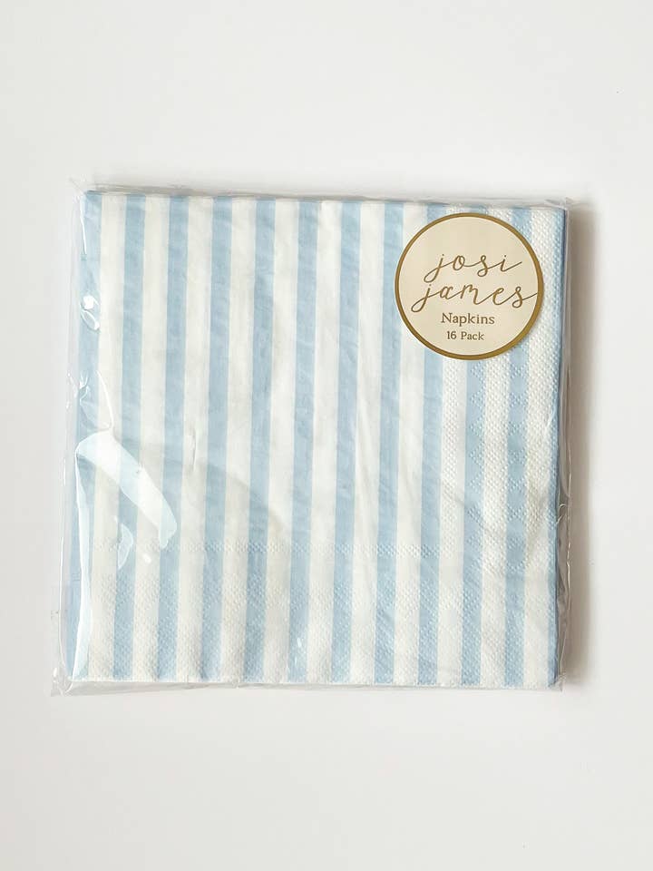Classic Stripe Baby Blue Large Napkin (Set of 16) for wholesale by Josi James