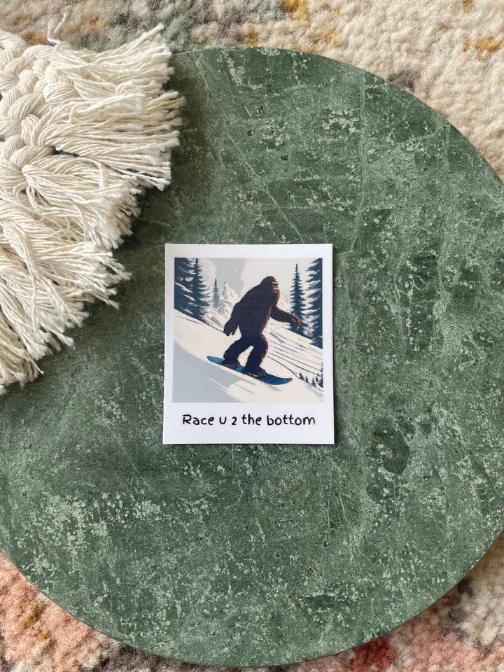 Sasquatch Skiing Die-Cut Sticker for wholesale by Say It Ain't Sold
