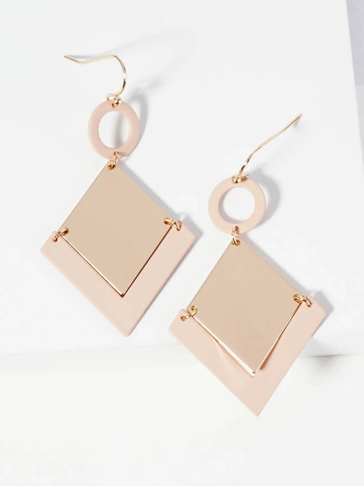 Color Coated Geometric Dangle Earrings for wholesale by Wild Honey