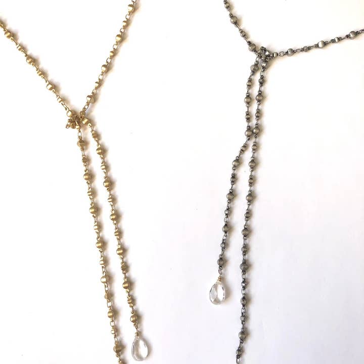 Moroccan Quartz Wrap Lariat Necklace for wholesale by Mary Garrett Jewelry