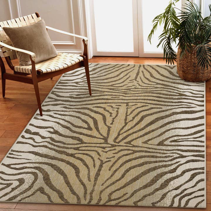 Sand Carmel Zebra Indoor/Outdoor Rug for wholesale on Faire1