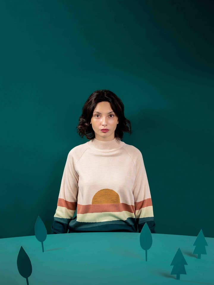 Merino wool sweater sunset pink for wholesale by Magical Crisálida