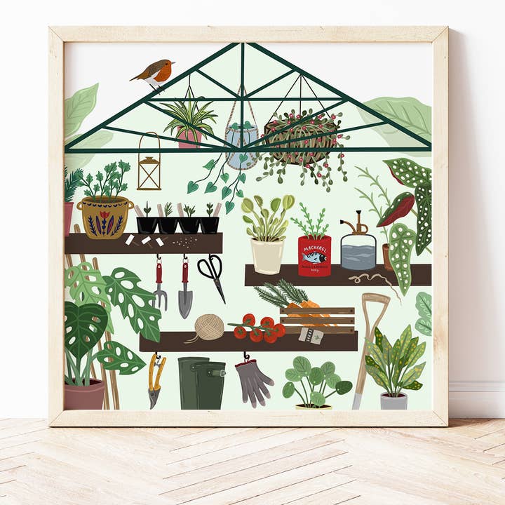 Gardener's Gewächshaus-Druck für den Großhandel von Bea Baranowska Illustration