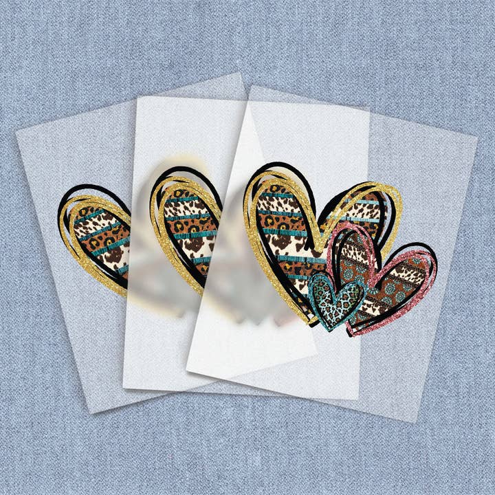 Conceptions de pierres précieuses en forme de cœur pour la Saint-Valentin, transferts thermiques DTF pour la vente par Iron It