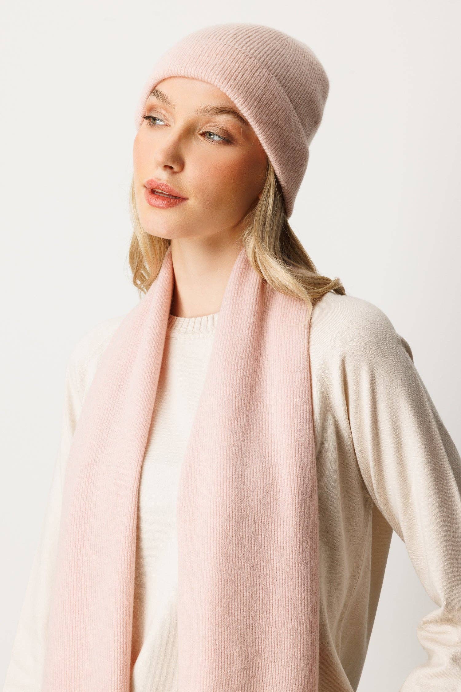 Mohair&Angora - Wholesale Beanie - Women's - Cashmere Beanie&Scarf Set - Pink4
