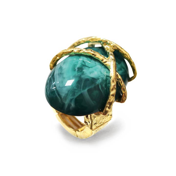 AMORINO SRL - Wholesale Single Stone/Solitaire Ring - LARGE ELASTIC RING WITH OVAL RESIN STONE - NY2488B8901