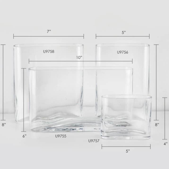 Oval Glass Flat Panel Vase, Clear for wholesale on Faire