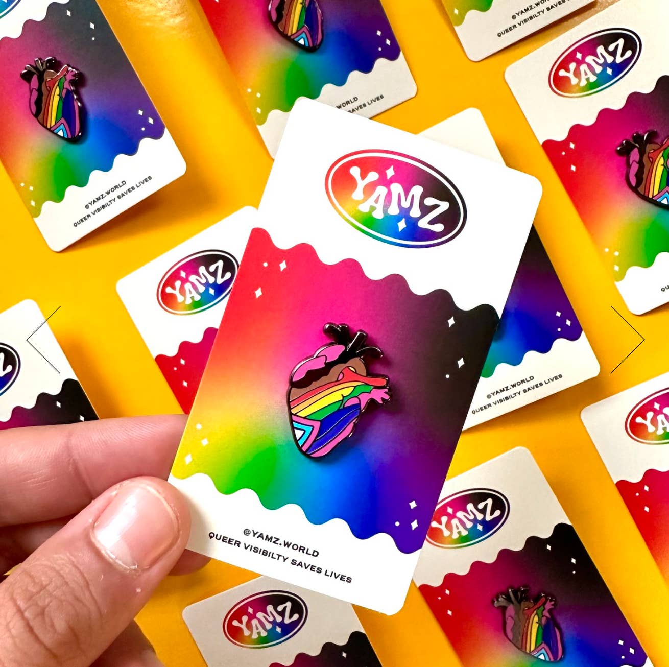 YAMZ: World of Color - Wholesale Lapel Pin/Button - Queer Heart Hard Enamel Pin