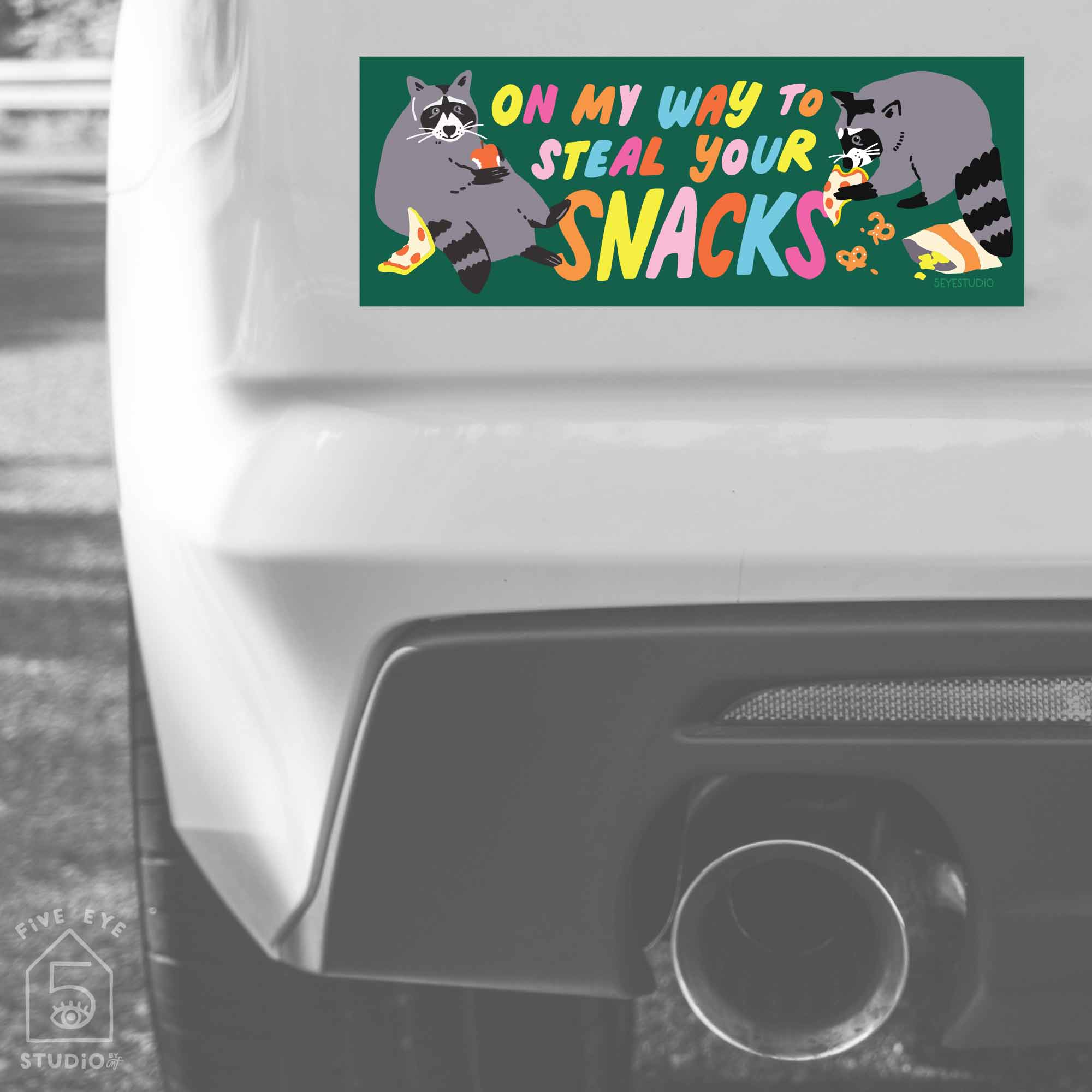 5 Eye Studio - Wholesale Sticker - Snacks Raccoons Bumper Sticker1