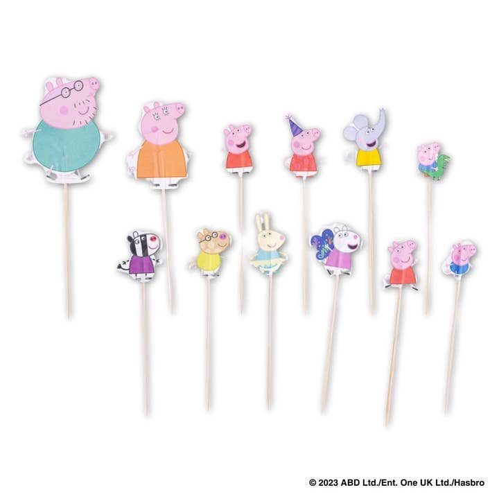 Set of 24 decorated wooden picks for parties and birthdays Dr. Oetker Peppa Pig for wholesale by Zenker