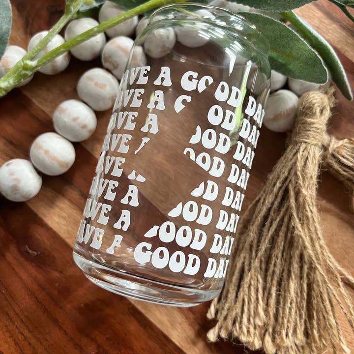 Have A Good Day, Lightning Bolt, Can Glass Cup, Beer Can for wholesale by Boho Sips