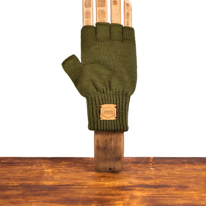 Upstate Stock – wholesale Gloves – Unisex – Moss Merino Wool Fingerless Glove