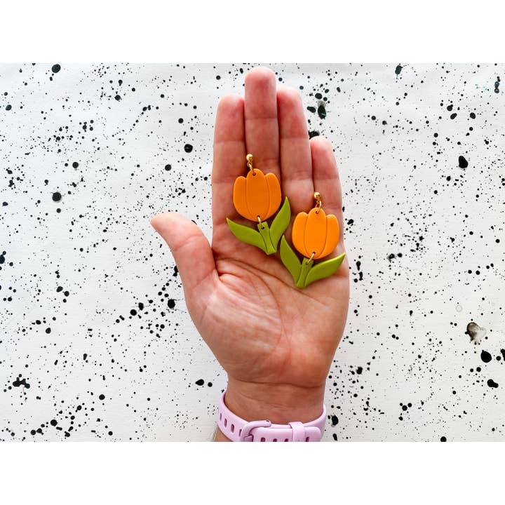 Spring Polymer Clay Floral Statement Earrings for wholesale by Lauren Likes Art