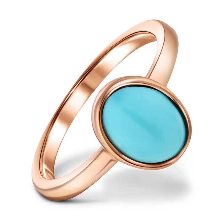 Bague Healing en or rose empilable en forme de mère de turquoise pour la vente par Rejected Hearts Club