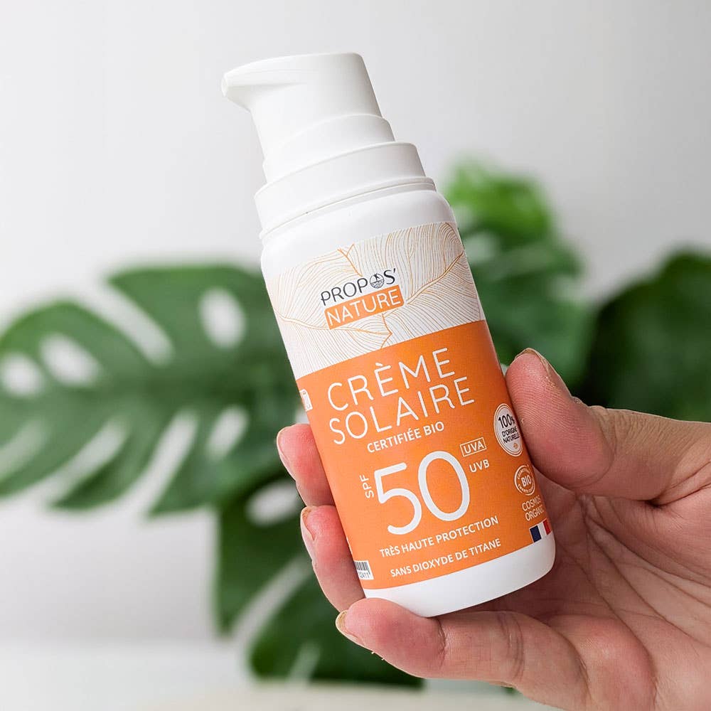 Propos'Nature - Vente Crèmes solaires - Crème solaire Bio 100% naturelle sans Dioxyde de Titane-100m2