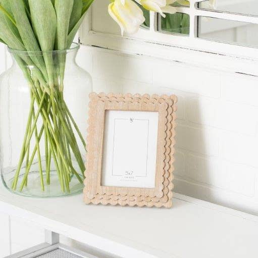 Adams & Co. - Wholesale Picture Frame - 11845 - 8x10x1 wood photo frame (SCALLOP) ntrl (5x7) pic