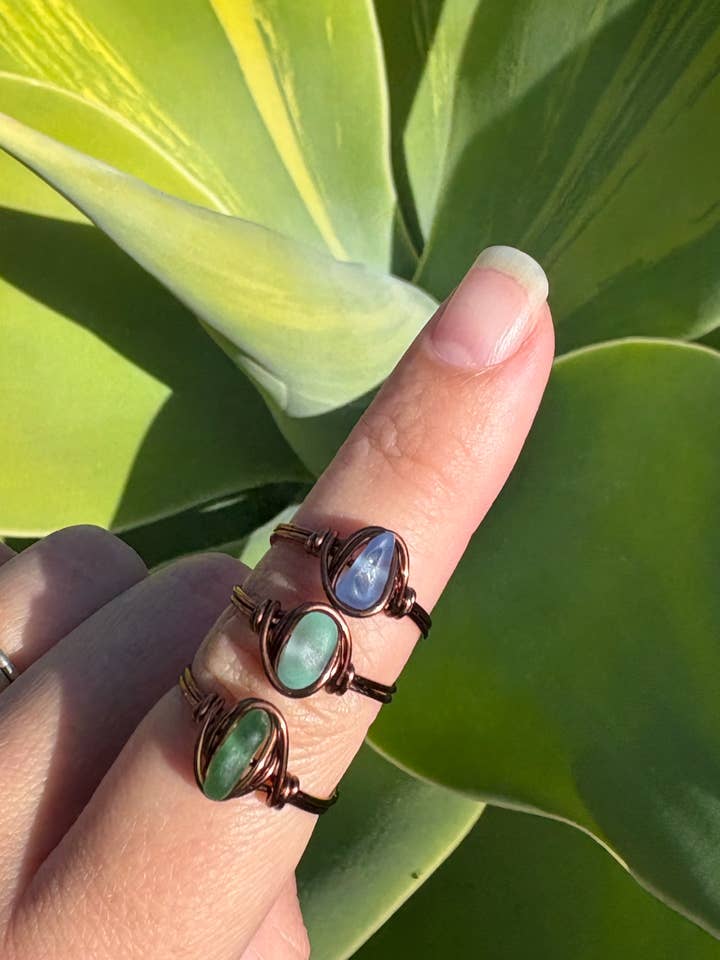 Genuine Sea Glass Antique Copper Rings for wholesale by Seaside treasures