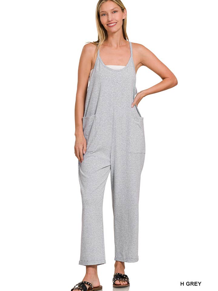 42POPS - Wholesale Jumpsuit - Women's - `.Spaghetti Strap Pocketed Cotton Jumpsuit4