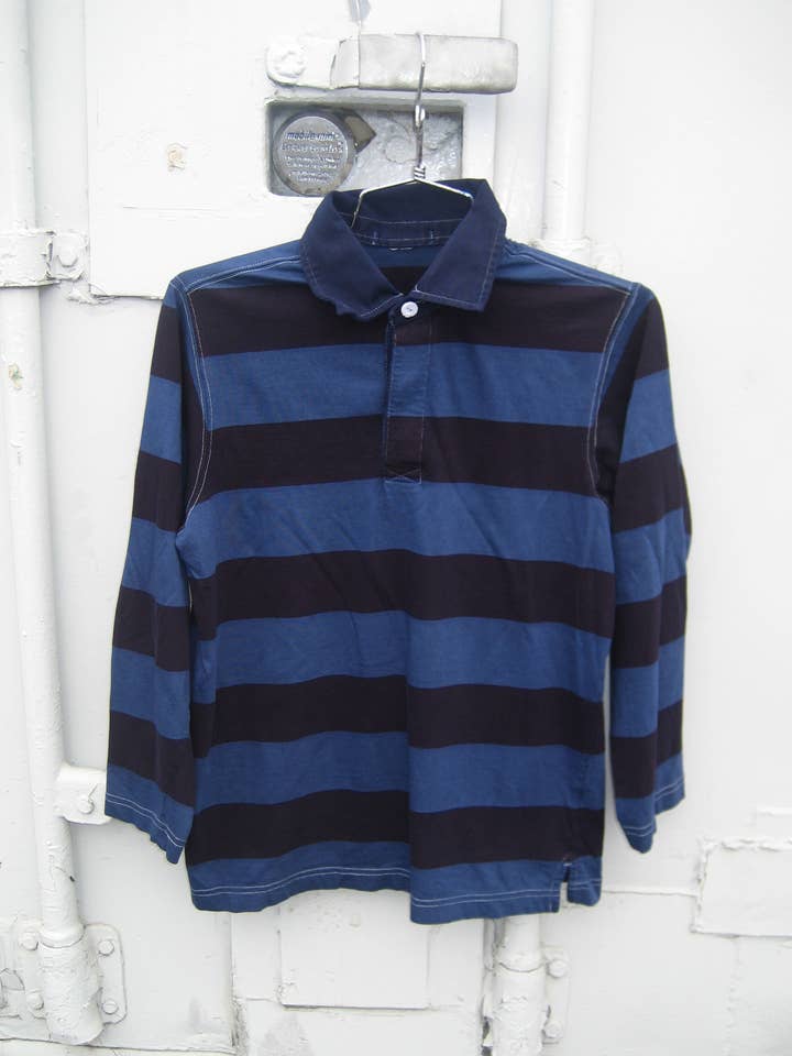 American Recycled Clothing - Wholesale T-shirt – Unisex - Vintage Over Dyed Striped Fitted Rugby Shirt Bundle2