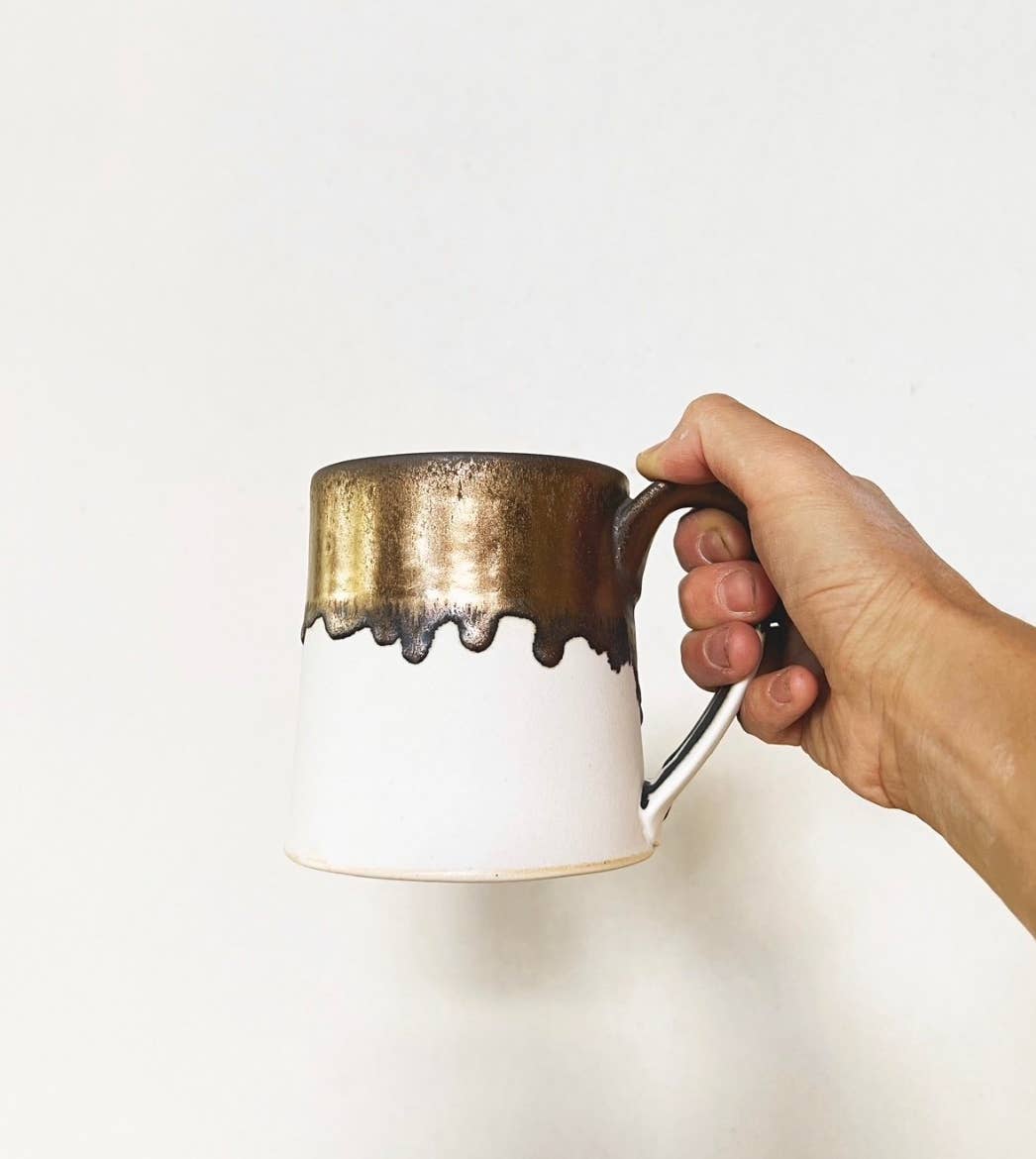 Jessica Wertz Ceramics - Wholesale Coffee Mug - Gold + White Mug