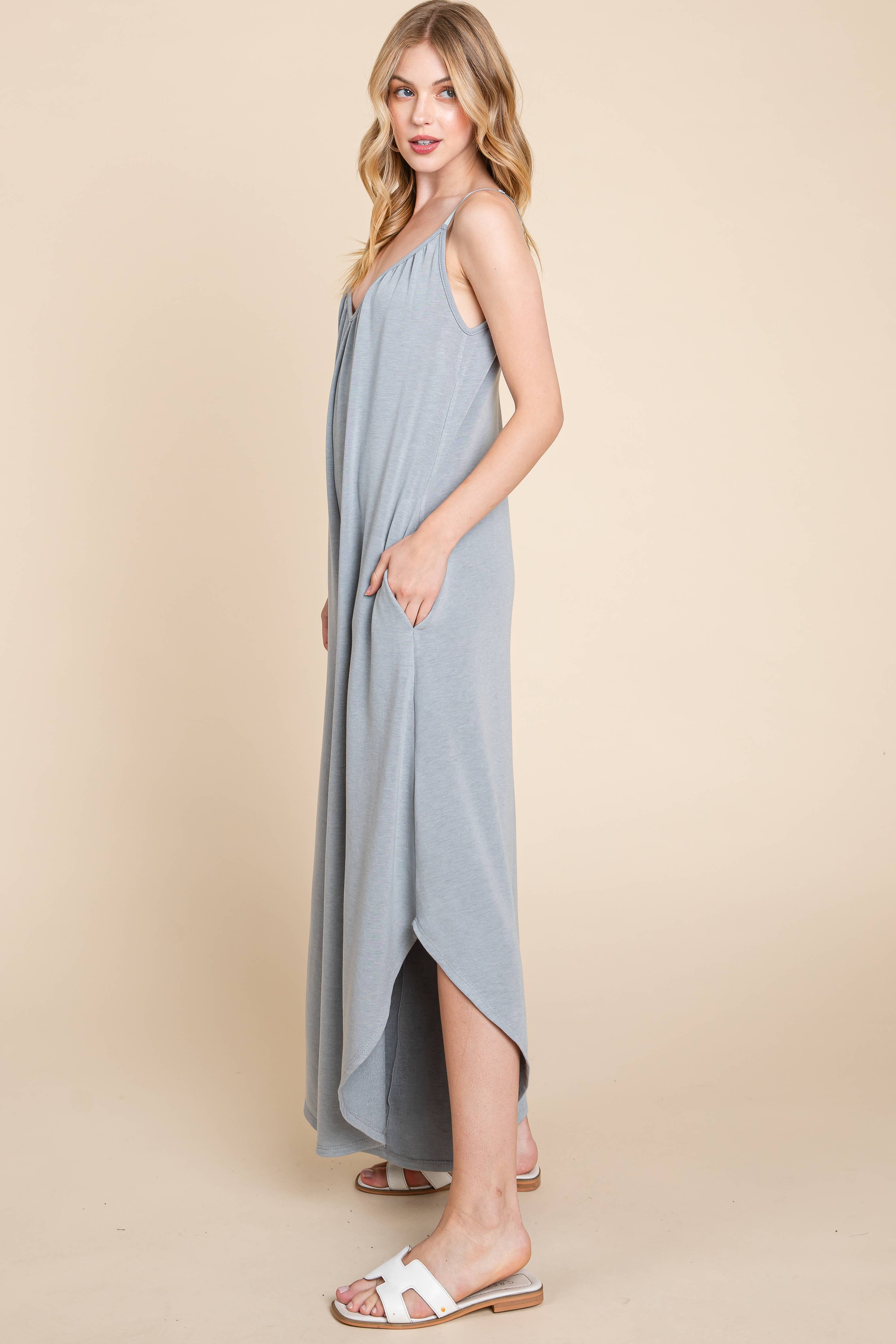 Emerald Collection - Wholesale Jumpsuit - Women's - ETR-8156-PL Plus Size Solid French Terry Wide Leg Jumpsuit14