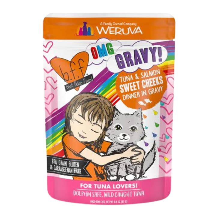 Petdropshipper - Wholesale Pet Food - Cat - BFF Cat Omg Tuna and Salmon Sweet Cheeks Dinner in Gravy 3oz. (Case of 12)