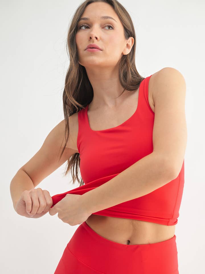Mono B - Wholesale Athletic Top - Women's - Lycra-Blend Square Neck Active Tank