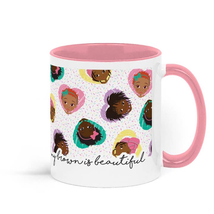 SPRINKLES GIRLS CERAMIC MUG PINK | Fefus Designs for wholesale on Faire2