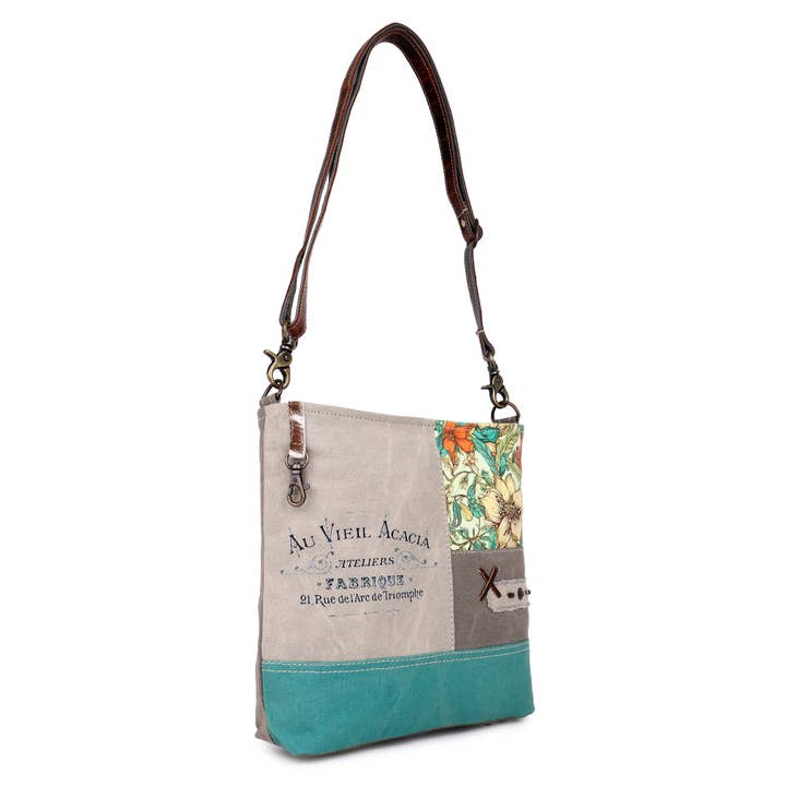 Sixtease Bags USA - Wholesale Shoulder Bag - Women's - Canvas & Leather Women Shoulder Bag - Green Floral