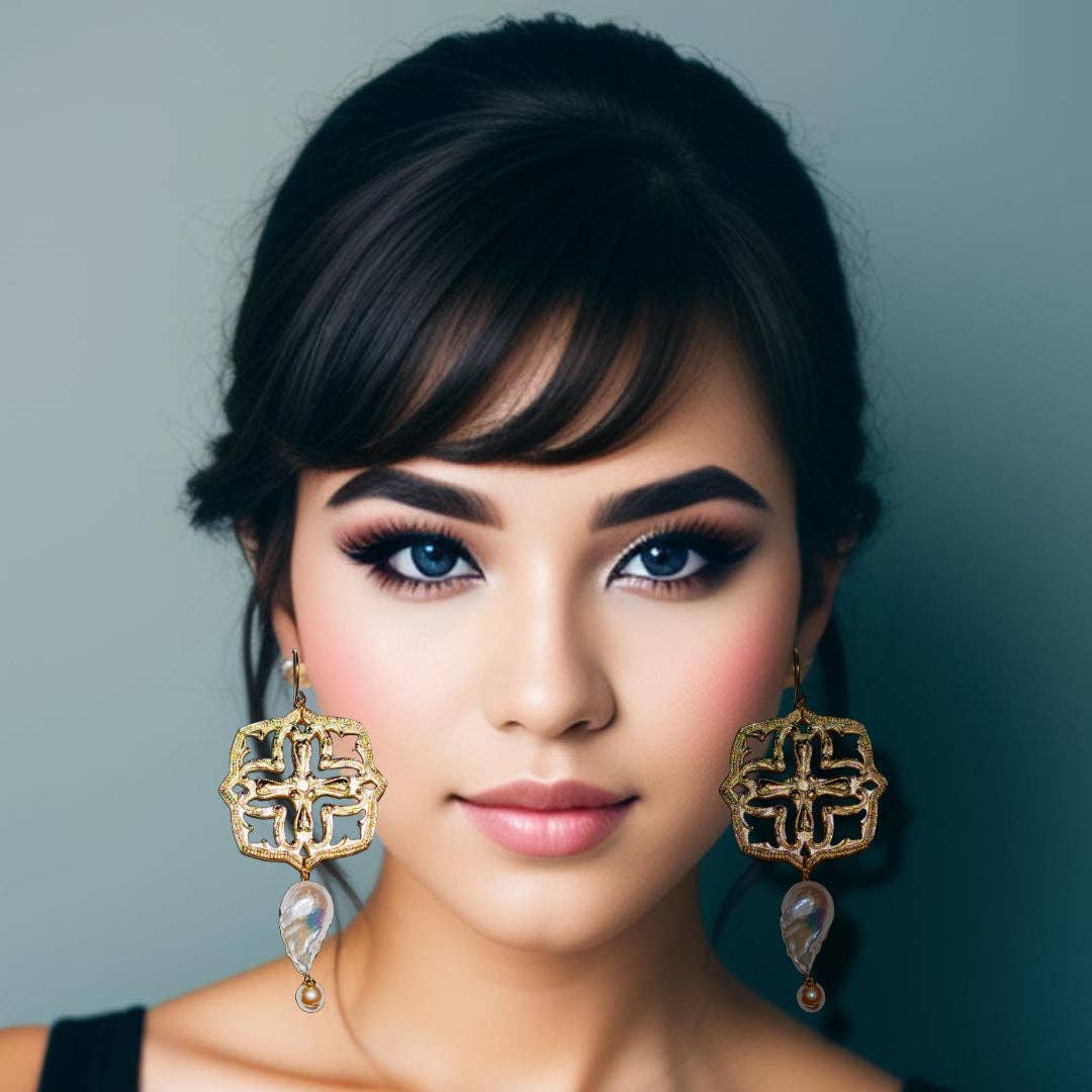 Gay Isber Designs - Wholesale Bib Necklace - One-of-a-Kind Asian-Themed 24K Gold-Plated Necklace with Giant Baroque Pearls - Designed by Award-Winning Artist Sugar Gay Isber6