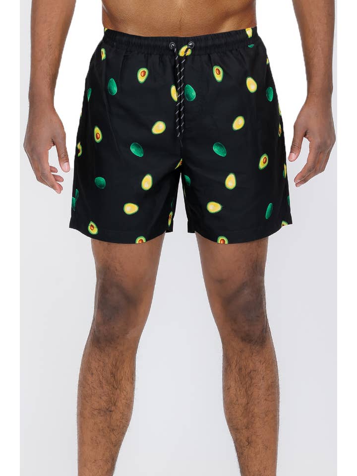 WEIV - Wholesale Swim Shorts - Men's - SW010 Avocado Print Swim Trunk Shorts1