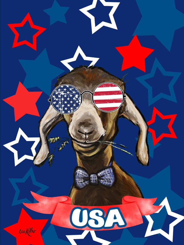Goat Billy the Kid - Patriotic Farm Animal House Flag for wholesale by Best of Breed Products
