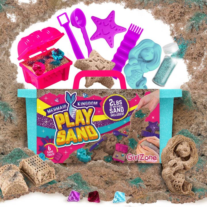 GirlZone Mermaid Sensory Sand Kit, 2lbs Moldable Play Sand for wholesale by Creative QT