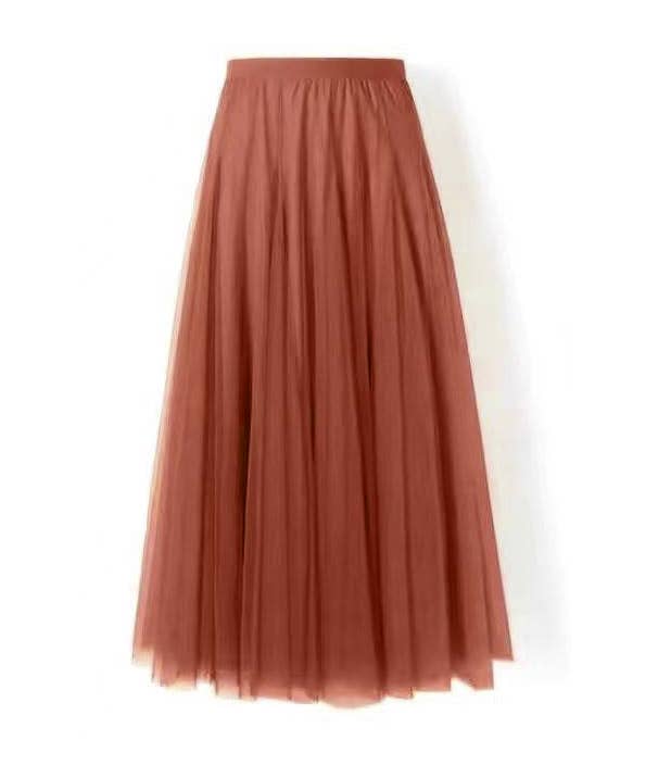 Rosa Clothing - Wholesale Skirt - Women's - 20 colors Ethereal Flowy Elastic Waist Pleated Tulle Skirt19