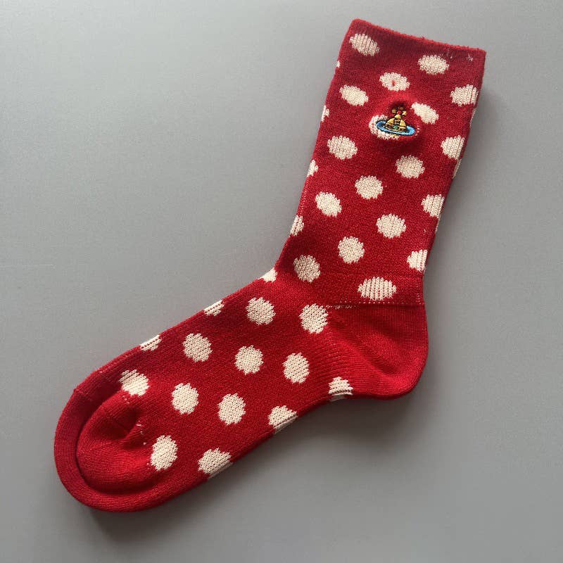 Tourtiwi - Wholesale Socks - Women's - Red Snowflake & Geometric Patterns Christmas Crew Socks3