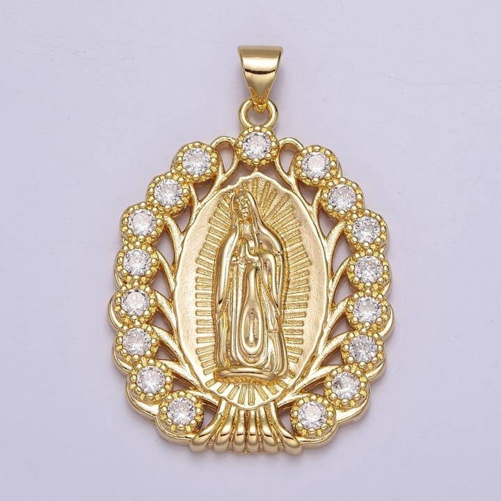 Pingente de Nossa Senhora em Ouro Filled Medalha de Nossa Senhora de Guadalupe em Ouro Charm para Colar Religioso J-404 por atacado de Aim Eternal