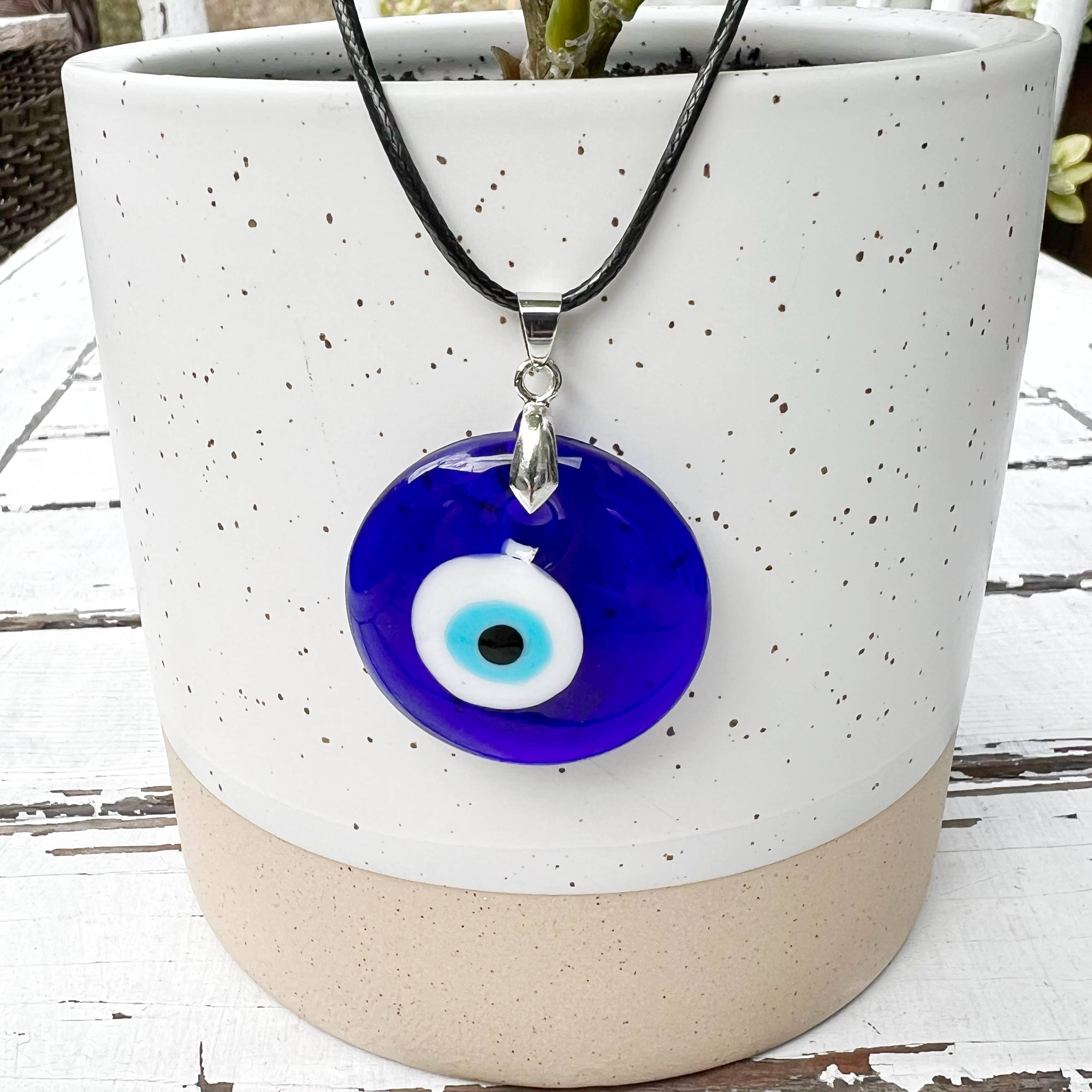 Gypsy Soul - Wholesale Pendant/Charm Necklace - Evil Eye Protection Glass Necklace - Dark Blue 12 Pcs1
