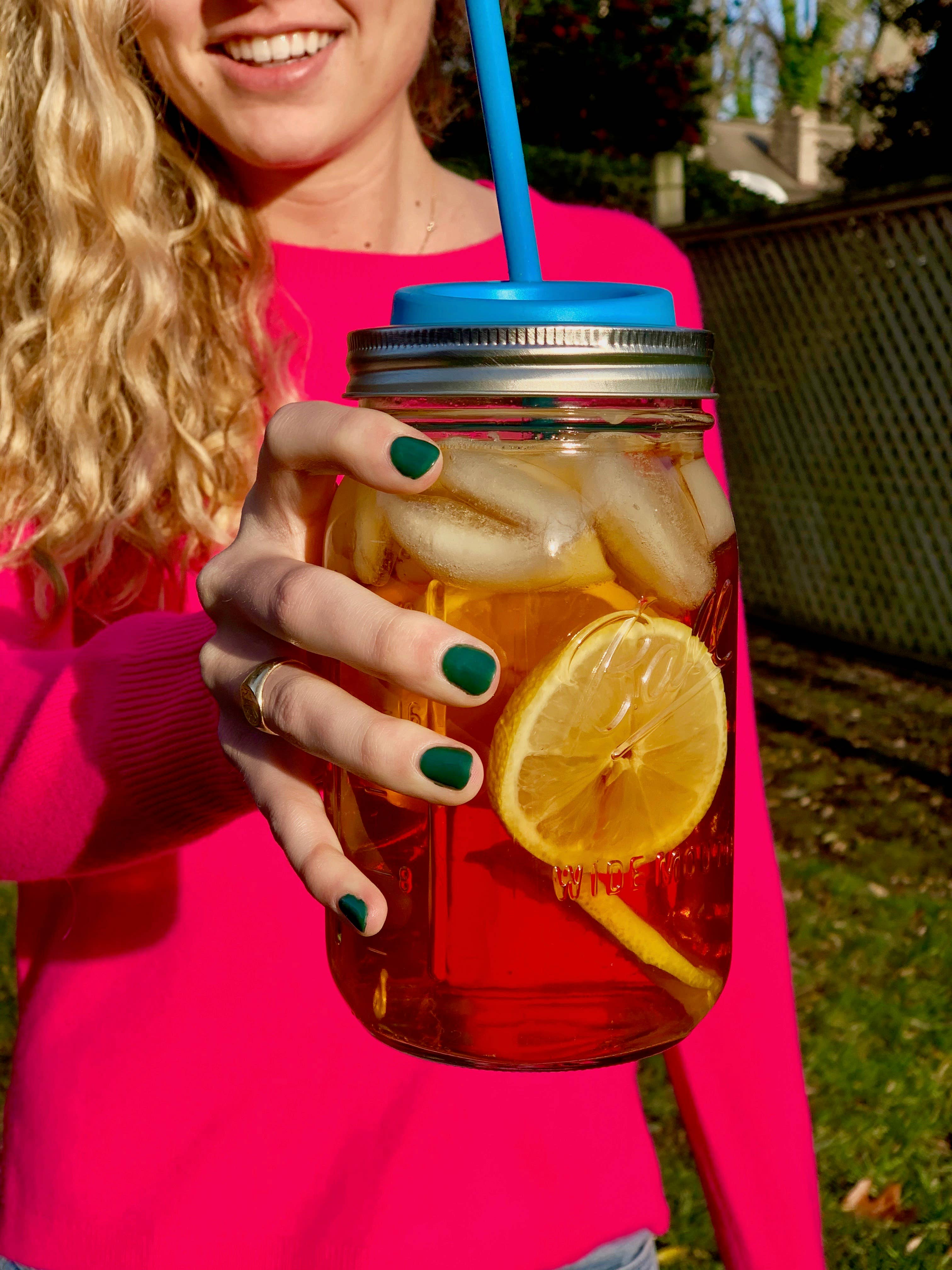 Fox Run Brands - Wholesale Drink Lids - Jarware Drink Lid, Straws for Wide Mouth Mason Jar, Blue4