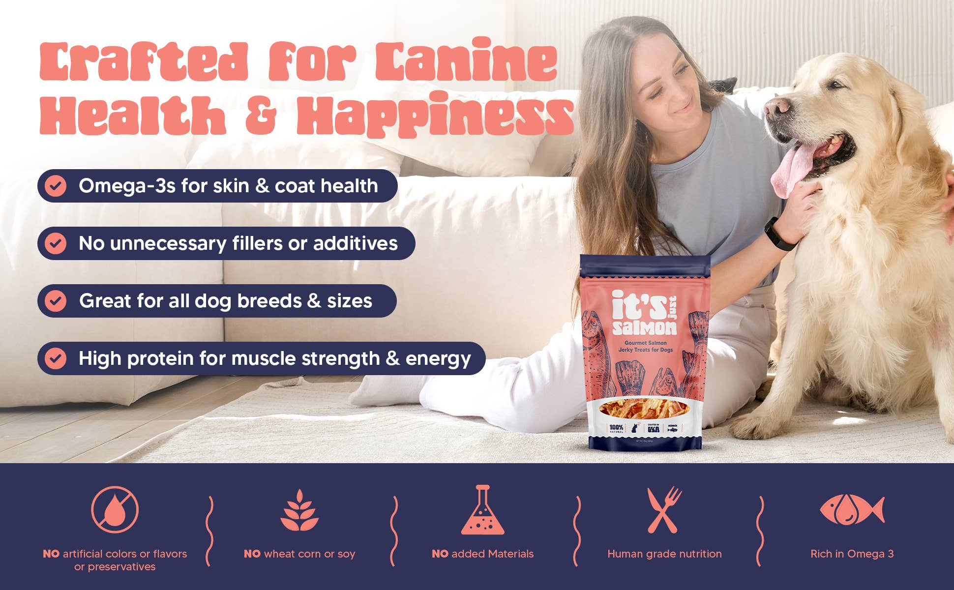 It's Just Salmon - Wholesale Pet Treats - Dog - It's Just Salmon Gourmet Dog Treats, 100% Natural, 10 oz.4